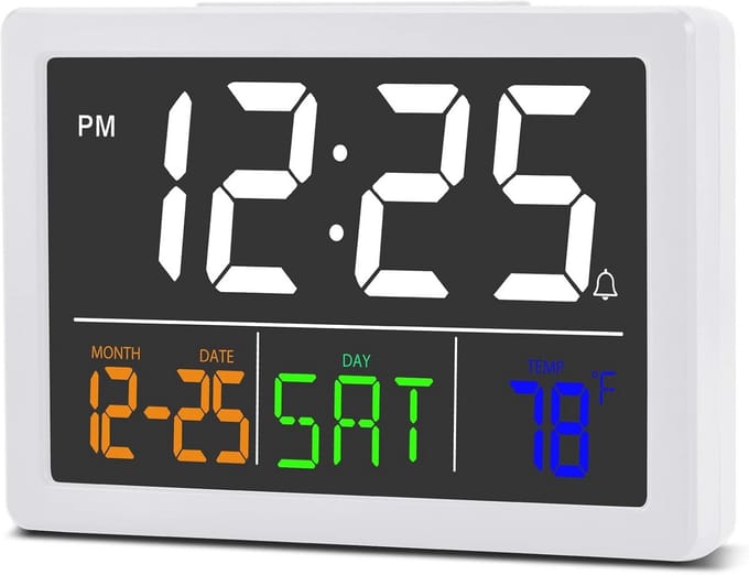 Digitale wekker met groot LED-display en USB-oplader