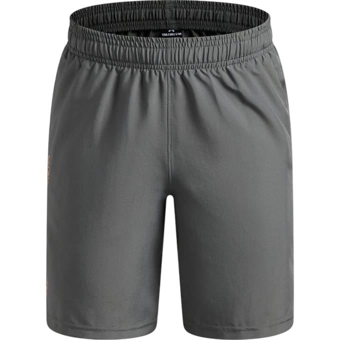 Under Armour Technische geweven korte broek met logo voor jongens (Grijs/Oranje)