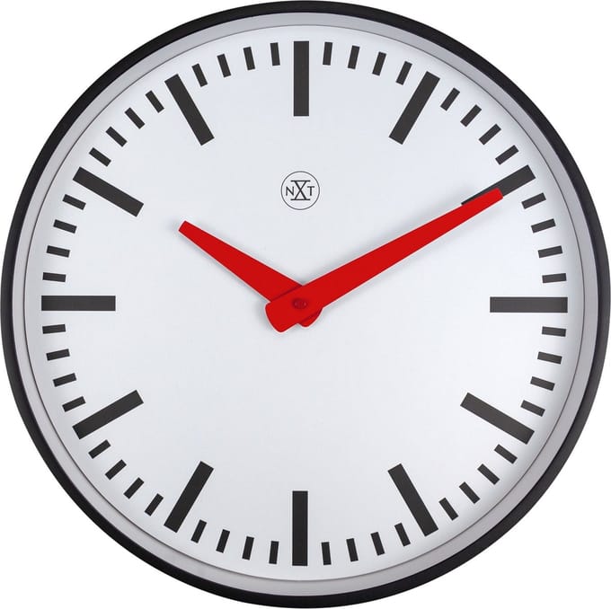 nXt Newcastle – Stationsklok – 25 cm – Metaal – Wit – Stille klok