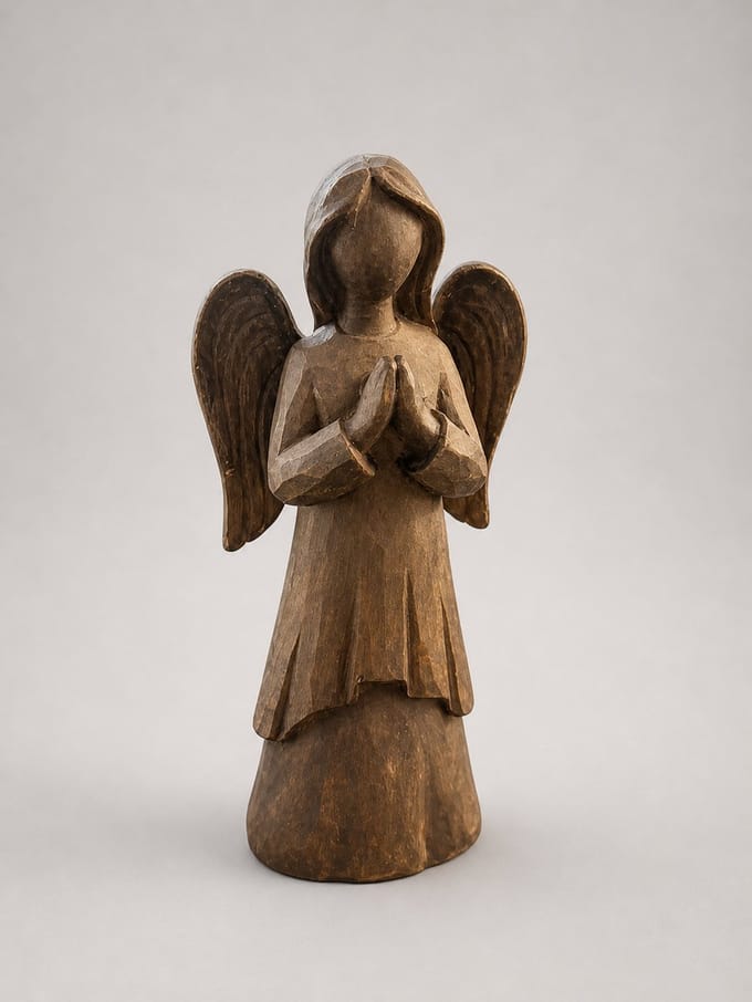 Engel,hout,geschikt voor gedenkplaats,decoratie,18,5 cm