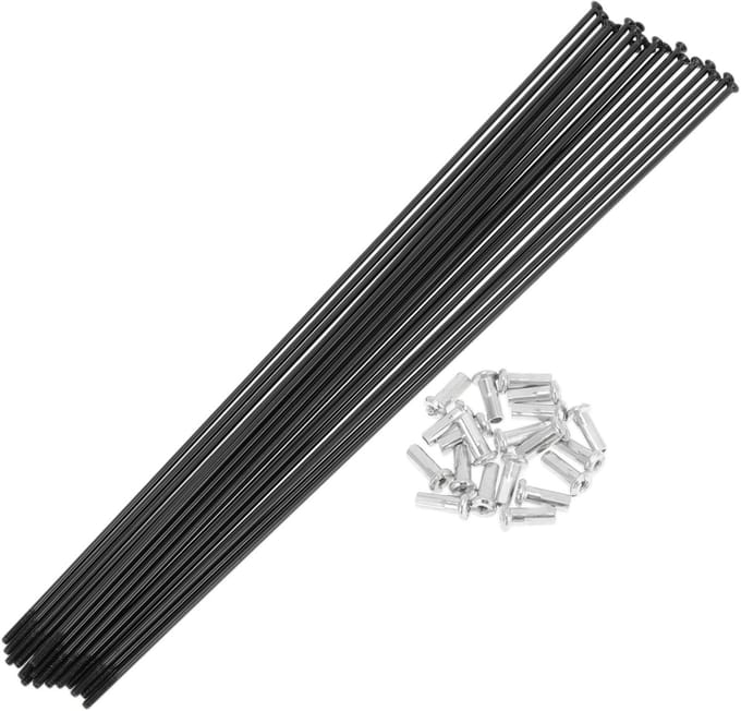Dailygoods - 20 Set 14G Straight Pull Fiets Spaken 225mm Rechte Pull Fiets Wiel Spaken Carbon Staal Zwart