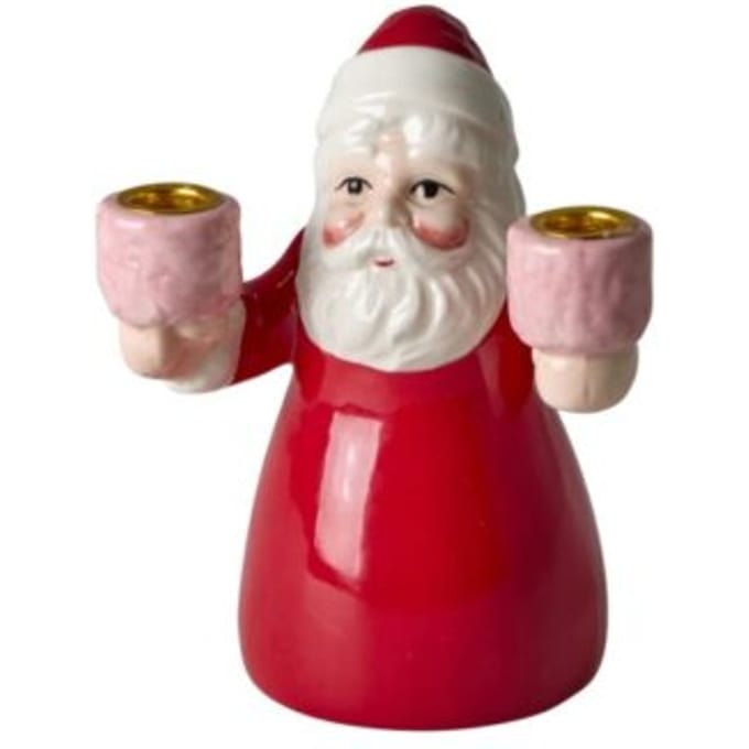 Rice by Rice Kandelaar Kerstman Klein - 12 cm - 2 kleine kaarsen