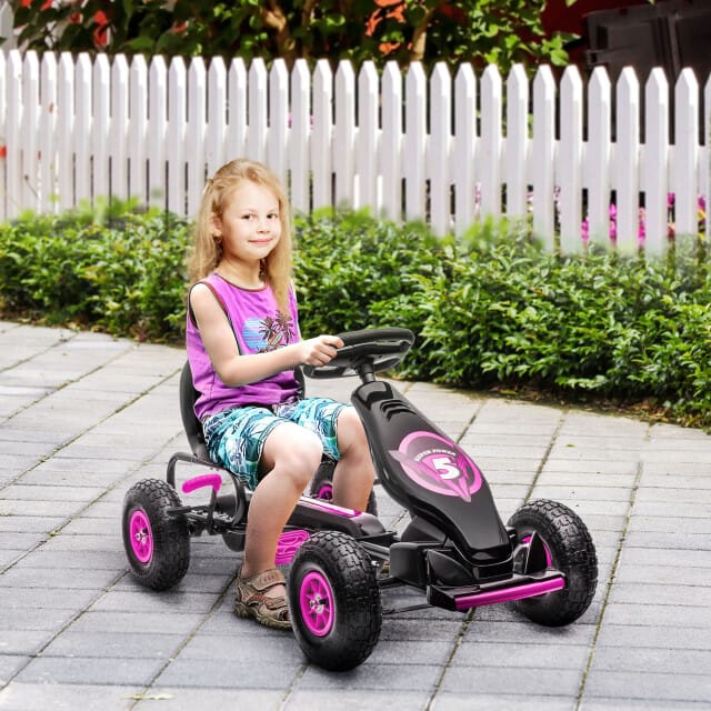 4goodz Homcom skelter met verstelbare stoel, 5-12 jaar +zwart