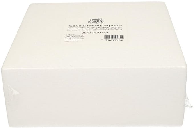 FunCakes Taart Dummy - Piepschuim Blok - Vierkant - 25x25x10 cm