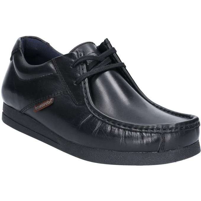 Base London Event Zwarte Leren Veterschoenen Voor Heren