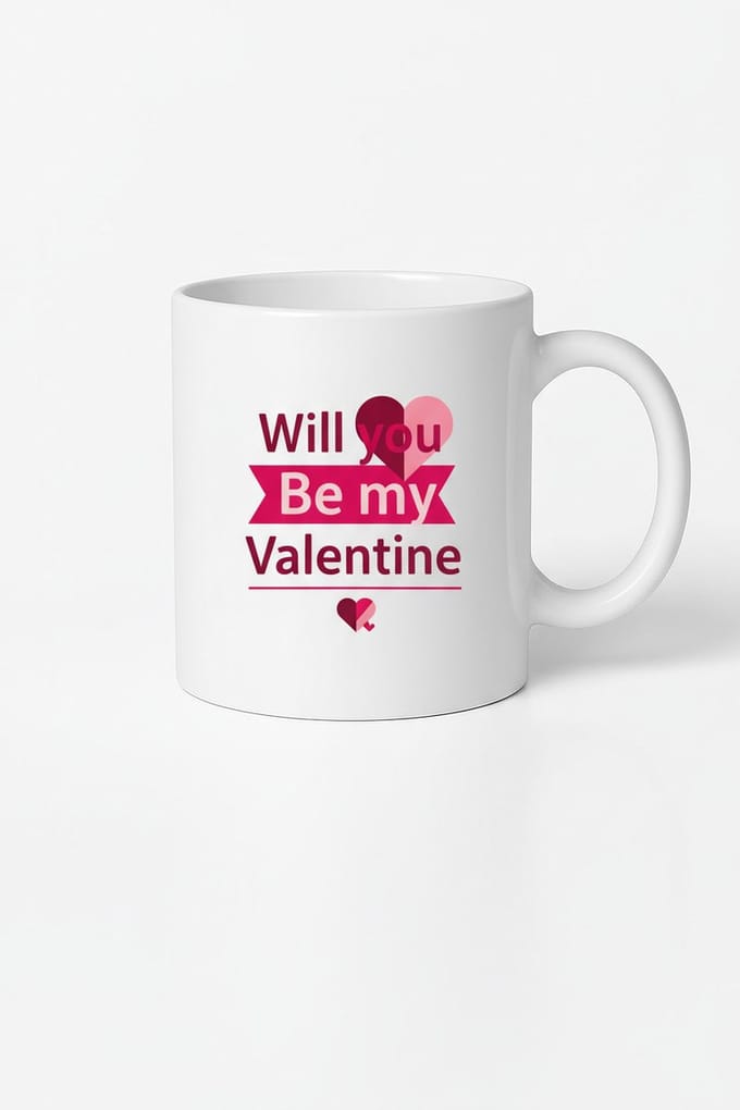 Valentijn Mok 'Will you Be my Valentine' met Romantisch Hartjes Design - Cadeau Liefde