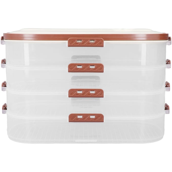 Dumpling Diepvries Opbergdoos Multifunctioneel 4 Lagen Voedselkwaliteit PP Koekjes Opbergcontainer L(for 6.5-9kg) white