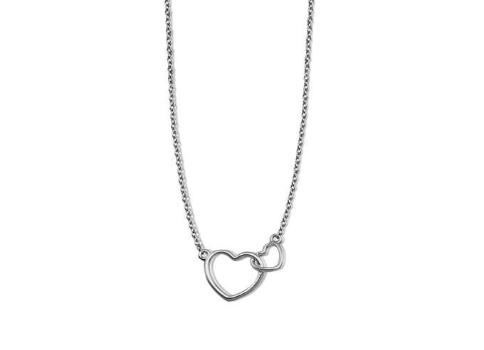 Ketting met 2 hartjes Zilver XN005S 42-45cm