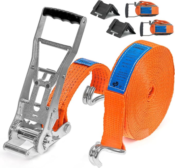 Spanbanden Set - Ladingzekering Gordels - Veilig Transport - 5000 kg Capaciteit - 8 Meter Lengte - Oranje