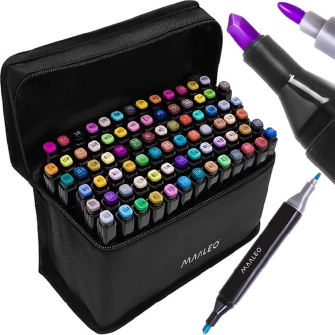 Maaleo Dubbelzijdige Markers - 80 Stuks - Inclusief Tas en Organizer