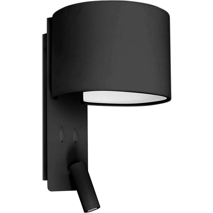 FARO BARCELONA Vouw wandlamp met LED leeslamp, zwart