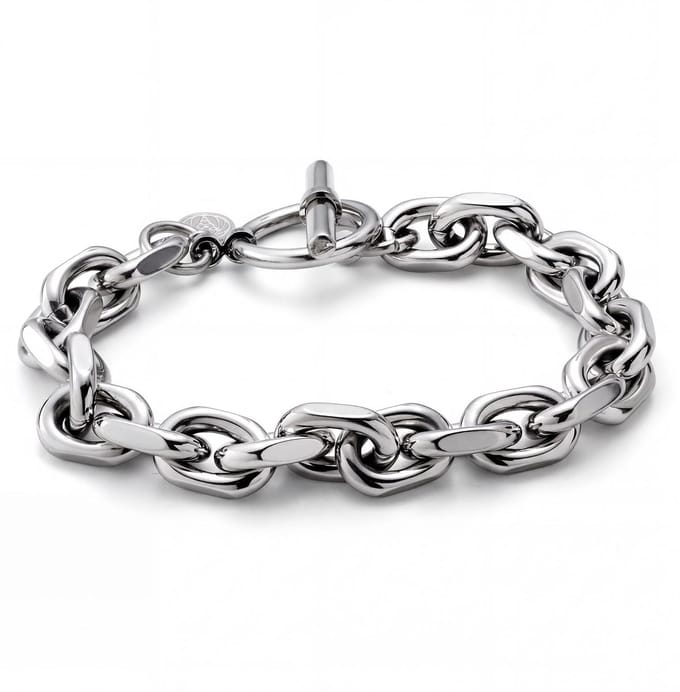 New Classics | Zilverkleurige roestvrijstalen O-linkarmband met toggle-sluiting