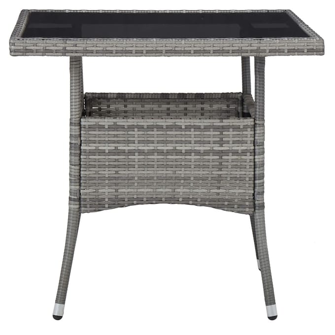 vidaXL - 5-delige - Tuinset - poly - rattan - en - glas - grijs