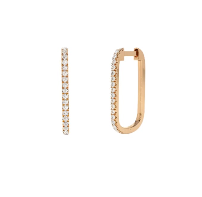 Paperclip Rose Diamond Earrings Gold 18K