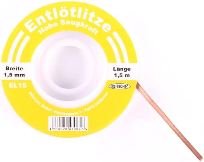 Desoldeerdraad Koper 1,5 mm Hoog Absorptievermogen voor Elektronica Reparatie