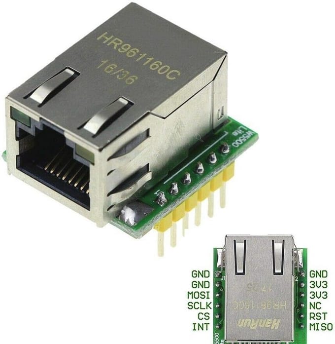 SPI naar LAN/Ethernet Converter met W5500 Chip
