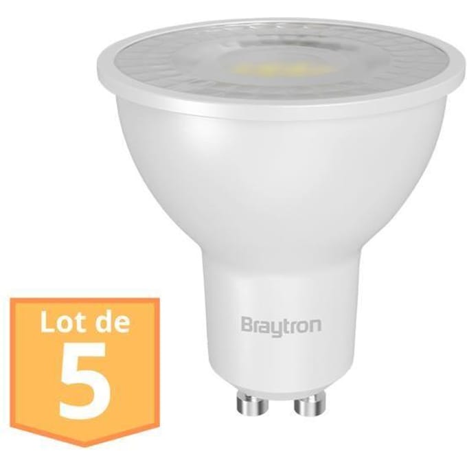 Set van 5 LED-lampen GU10 Braytron 6.5W 3000K 630 Lumen