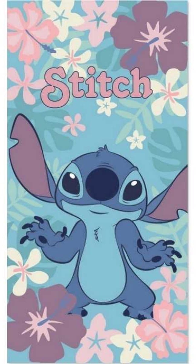 Disney - Lilo & Stitch - Strandlaken - Handdoek - 70x140Cm - Sneldrogend Microvezel - Bloemen