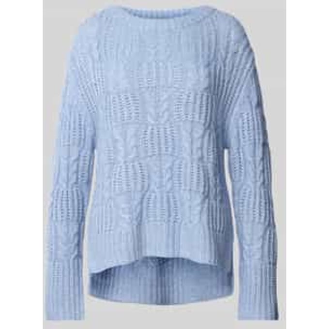 Loose fit gebreide pullover met kabelpatroon en zijsplitten