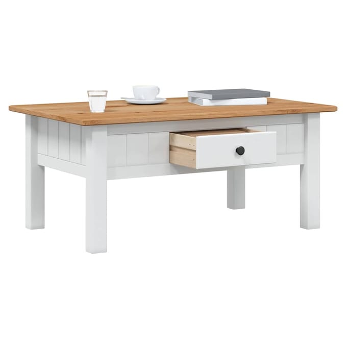 vidaXL - Salontafel - Panama - Range - 100x60x45 - cm - massief - grenenhout - wit