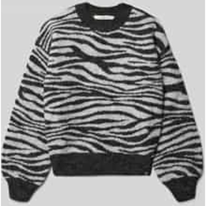 Gebreide pullover met ronde hals en labeldetail