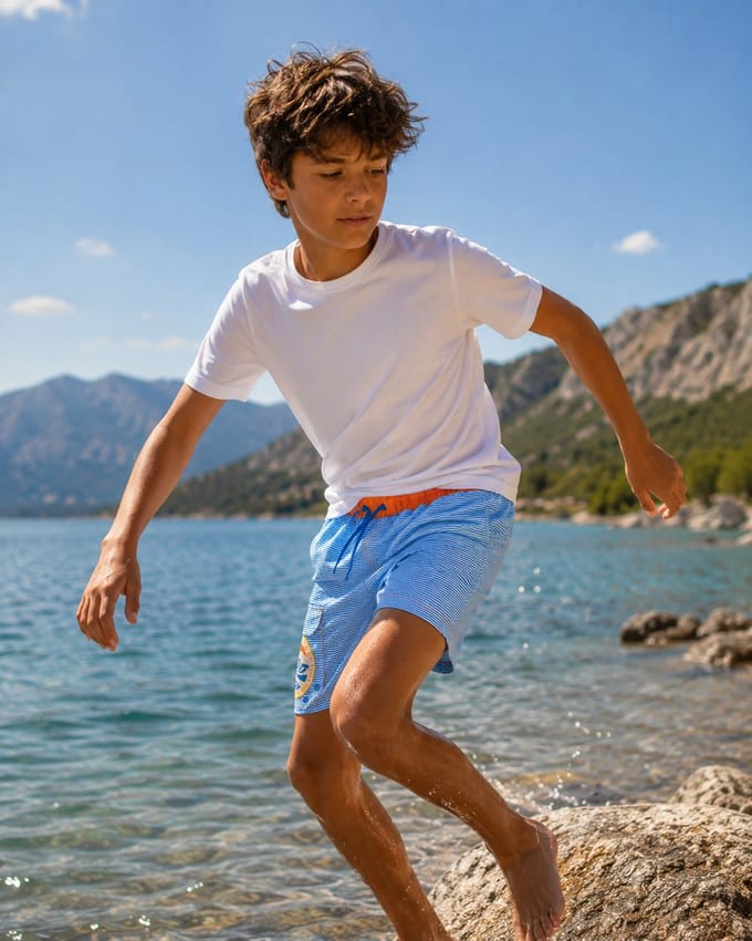 Ducksday - zwembroek - jongens - boardshort - UPF 50+ - True blue - 134/140 - 10 jaar