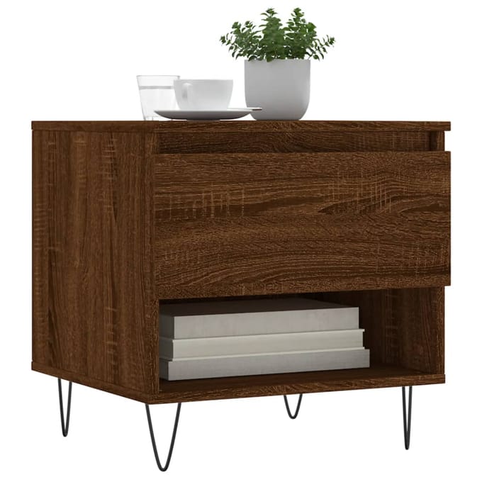 vidaXL - Salontafels - 2 - st - 50x46x50 - cm - bewerkt - hout - bruin - eikenkleur