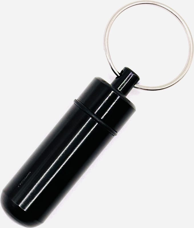 Waterdichte Aluminium Pillendoos Sleutelhanger - Zwart