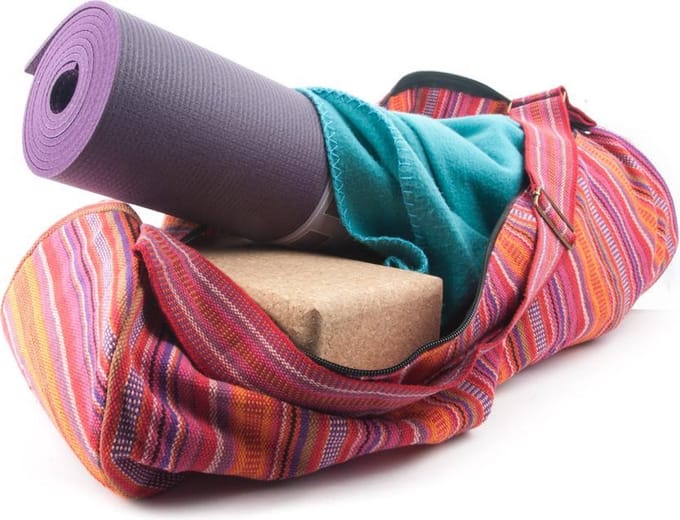 Yogamat tas katoen roze gestreept (67x24 cm)