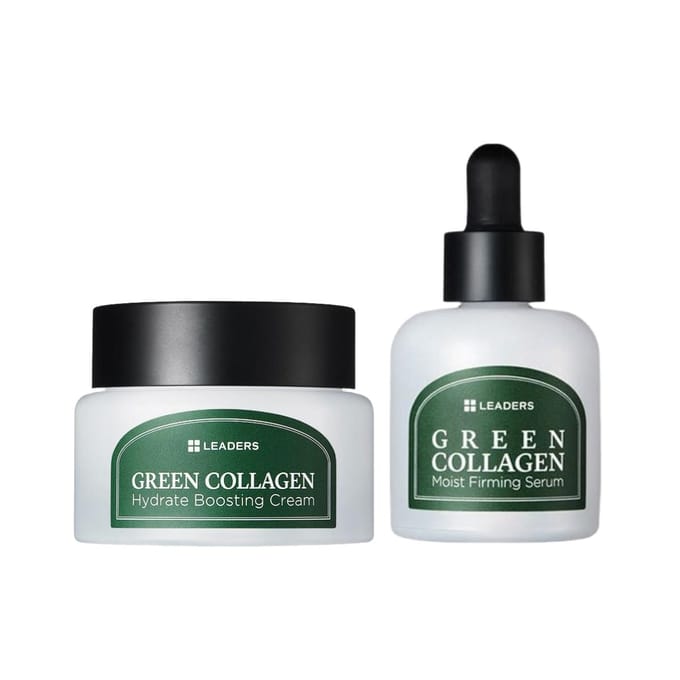 LEADERS Ensemble Sérum & Crème au Collagène Vert Raffermissant Hydratant 30ml + 50ml