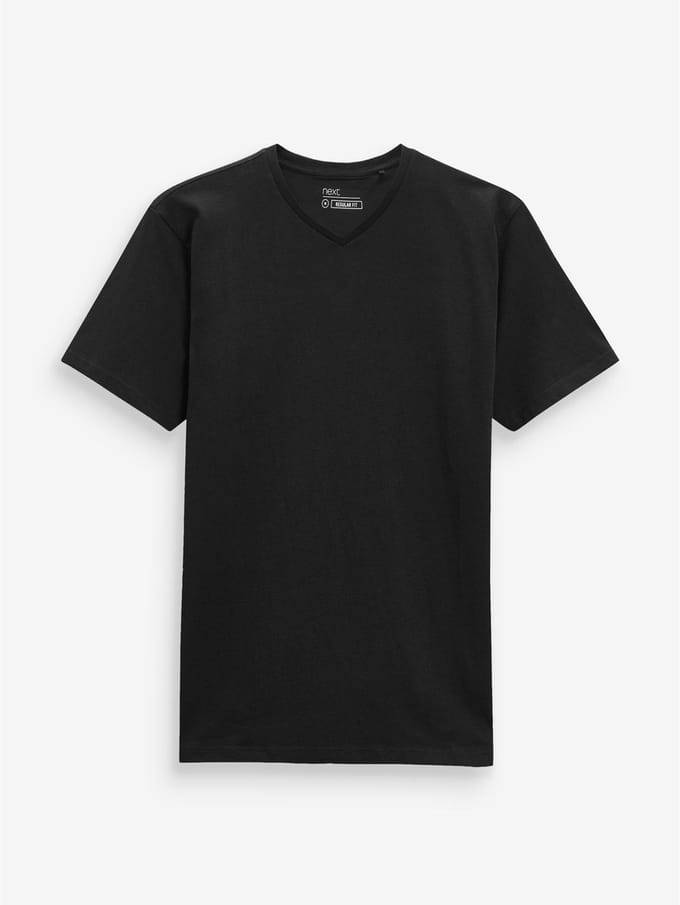 Next - Heren - Onmisbaar T-shirt met V-hals en standaard pasvorm - Zwart