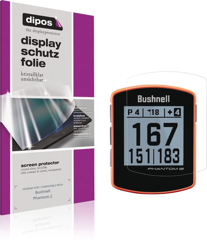 dipos – 2x Beschermfolie geschikt voor Bushnell Phantom 2 | Krasbestendige & heldere Screenprotector Ultra-Thin
