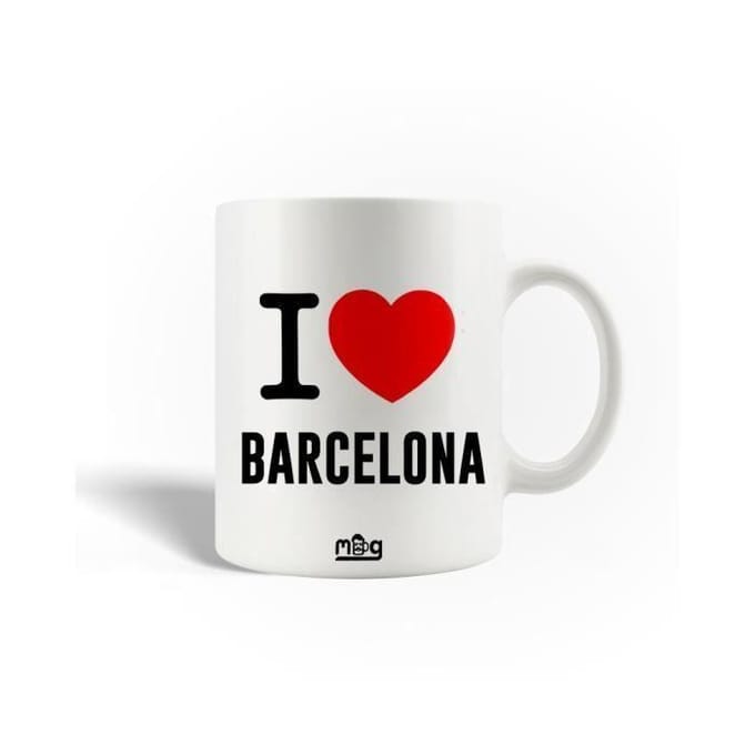 Mug en Céramique - I Love Barcelona - 30cl - Blanc - Compatible Lave-Vaisselle - Rond