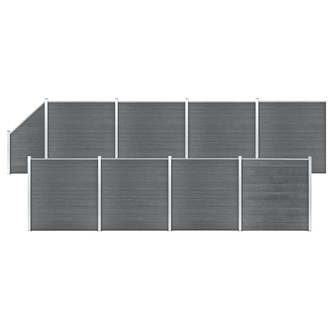 vidaXL - Schuttingset - 8 - vierkant - en - 1 - schuin - 1484x186 - cm - HKC - grijs