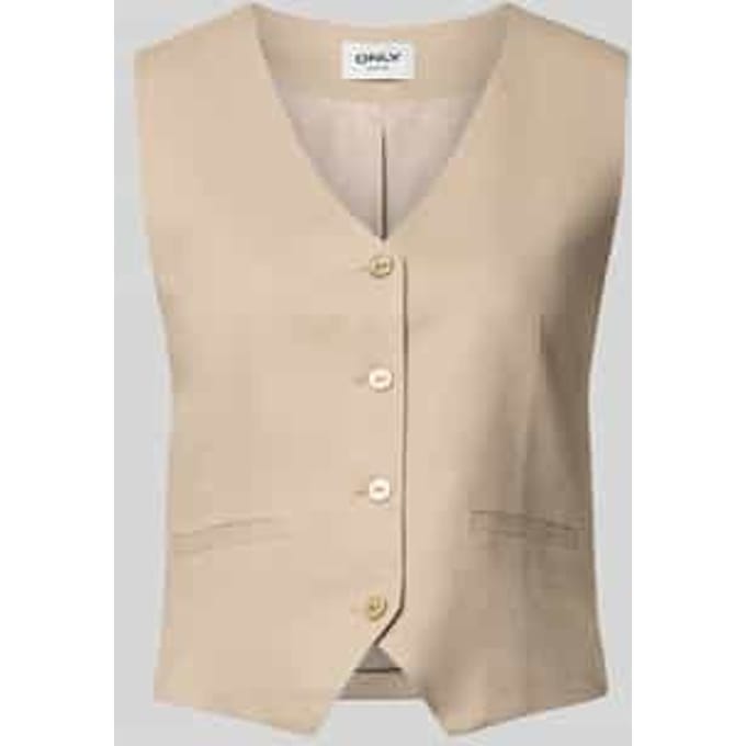 regular fit linnen gilet met bindceintuur model 'GOA'
