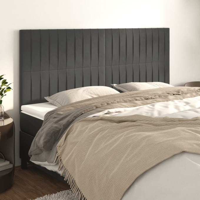 vidaXL - Hoofdbord - donkergrijs - 200x5x118/128 - cm - Fluweel