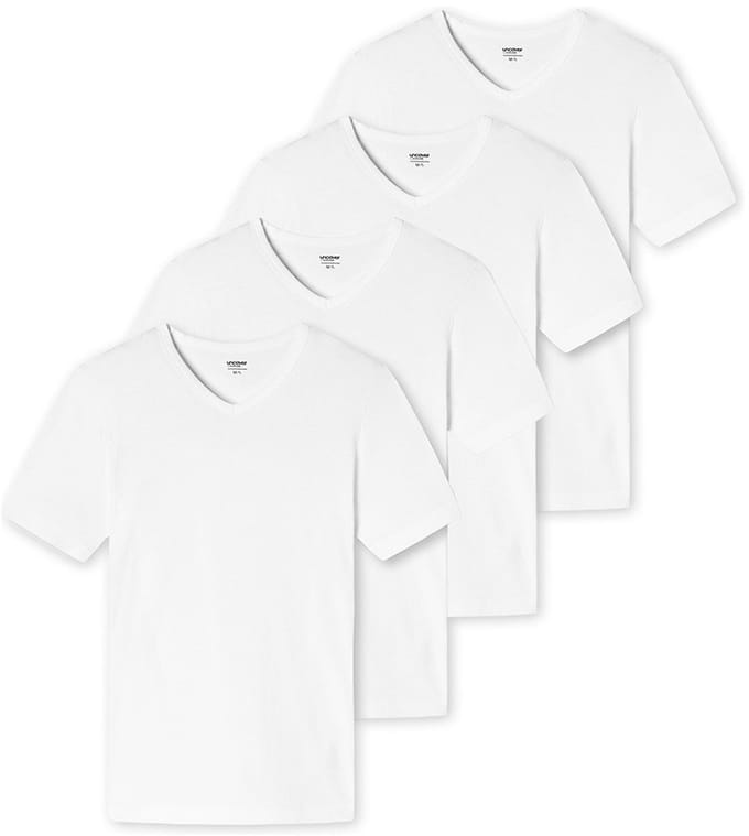Schiesser T-shirt V-hals Uncover 4-pack wit