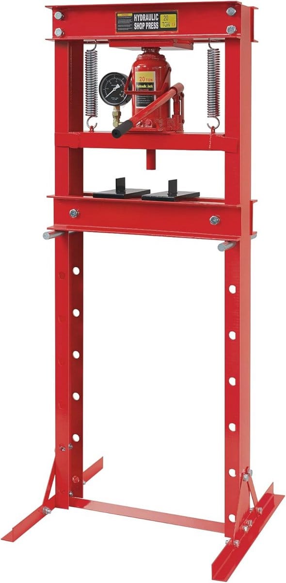 Hydraulische pers 20 ton met drukindicator - ideale drukmachine voor werkplaats en tuin
