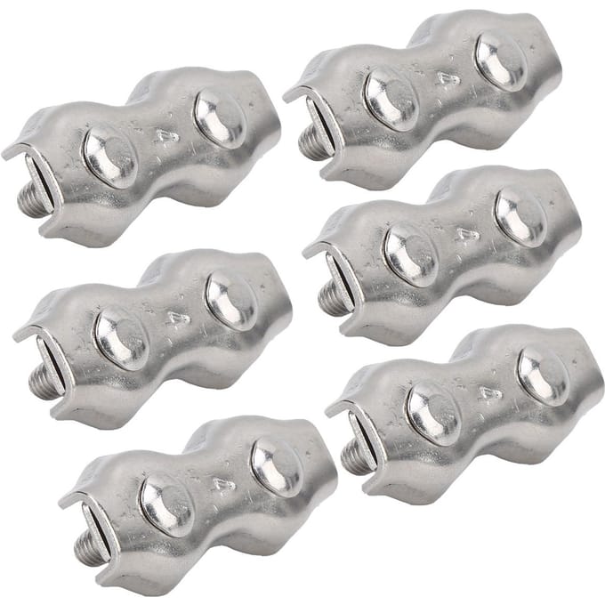 6 pièces Serre-câbles duplex Câble Pinces Acier Inoxydable Duplex Serre-câble à 2 étriers pour Câble M4