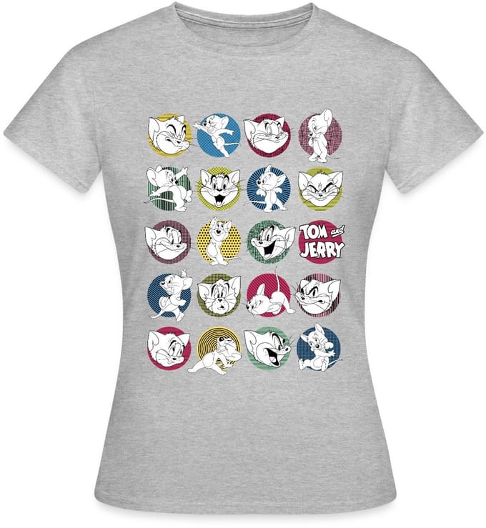 Tom And Jerry Iconische Uitdrukkingen Met Logo T-Shirt Dames