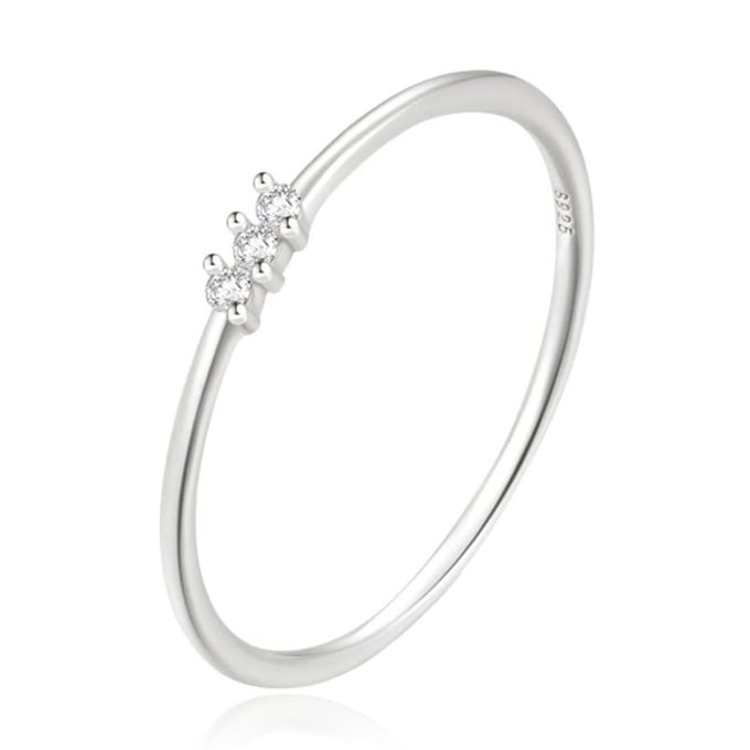 Elenza Thin .925 Zilveren Ring met Drie Zirconia's – 1mm-17mm