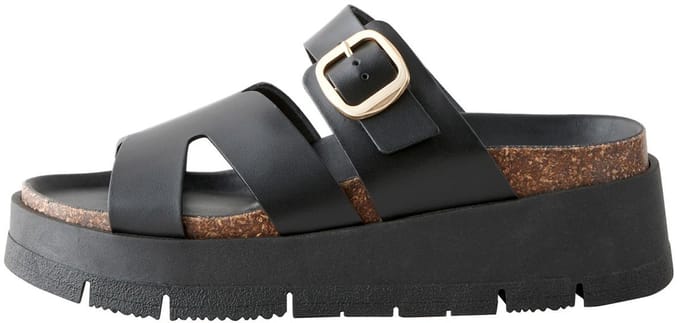 Next - Dames - Leren sandalen met gesp en bandjes - Zwart