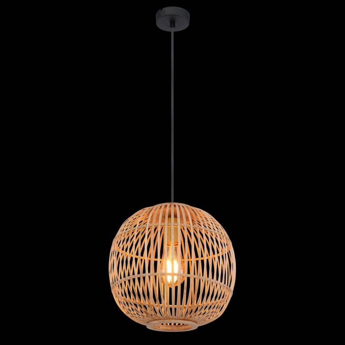 Globo Hanglamp Hildegard van bamboe, Ø 30 cm