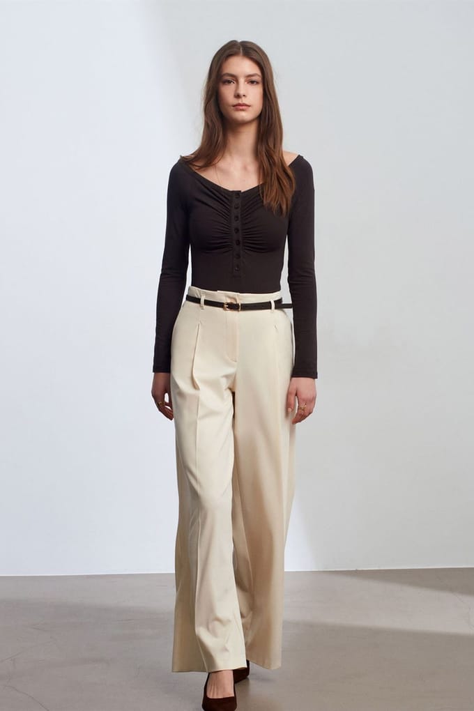 Vrouwen Met Ceintuur Ruime Pantalon van Crepe
