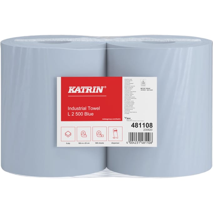 Poetspapier Katrin Industrial groot 2-laags 500 vel blauw 481108