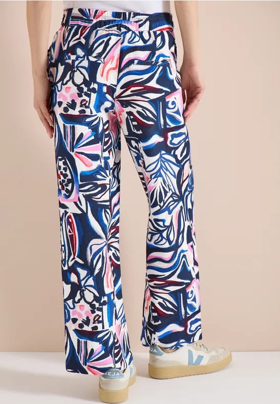High Waist broek met Wide Legs en print
