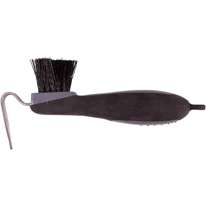 Premiere Hoevenkrabber Met Borstel Soft Grip Zwart/Grijs - One size