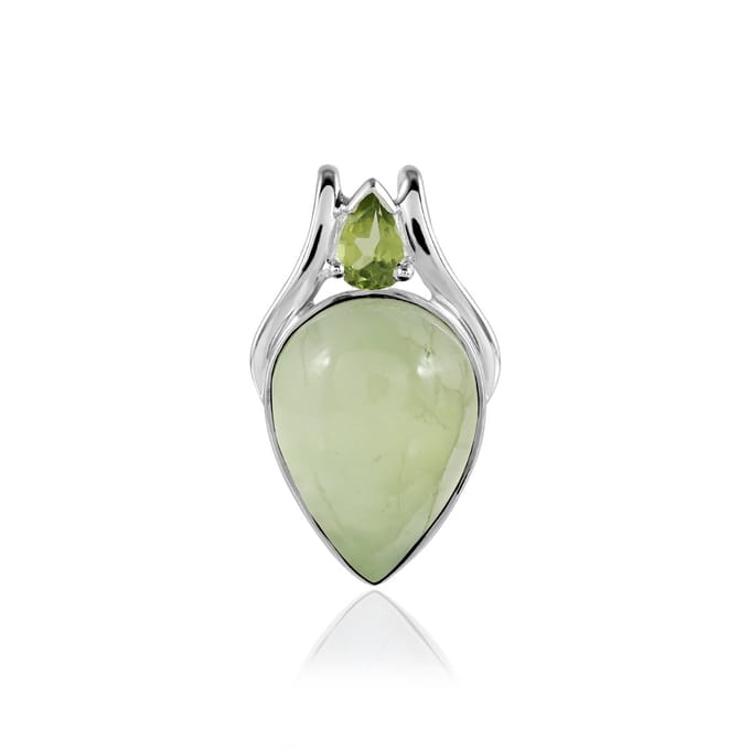 SilverGems druppelvormige zilveren hanger met Preniet en Peridoot edelstenen