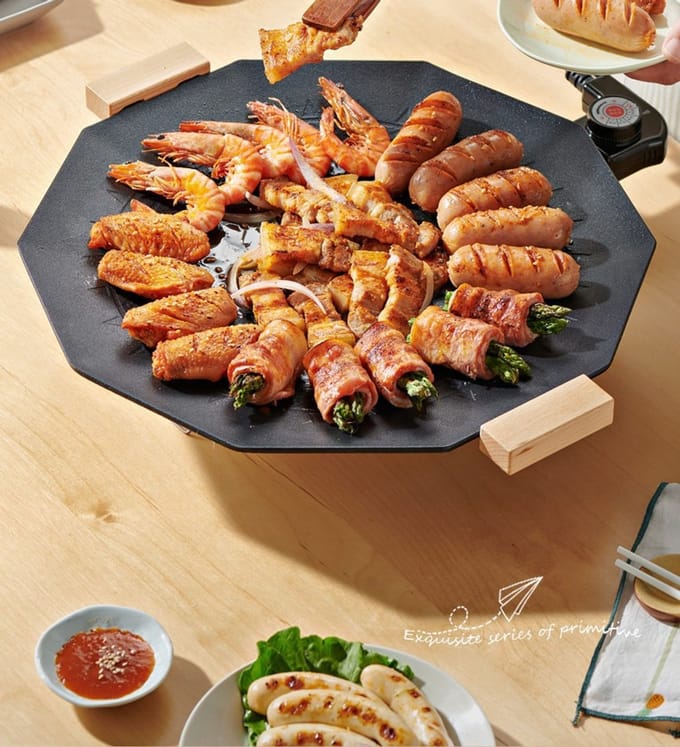 Knobbout , Compacte Elektrische Grillplaat< HotPot – 44 cm, Rookvrij en Efficiënt
