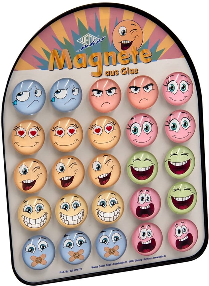Glazen magneetjes met gezichtjes, set van 25